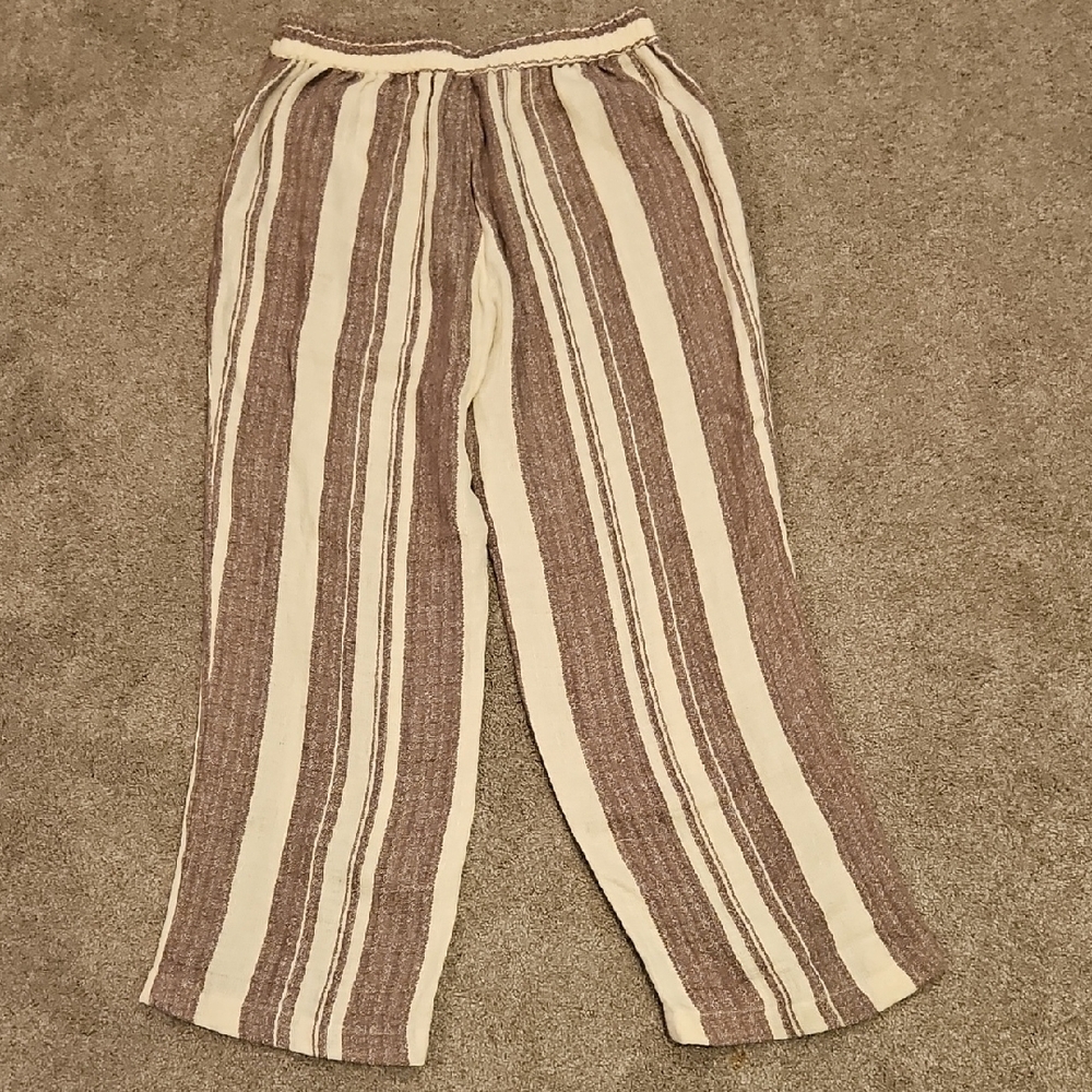 111p Soft Surroundings Beige and Brown Striped Pants - Picture 8 of 8